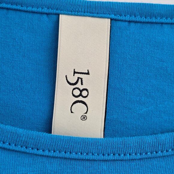 158°C Womens Top Blue Colorblock Graphic Print Oversized Streetwear Artsy Travel - Picture 3 of 8
